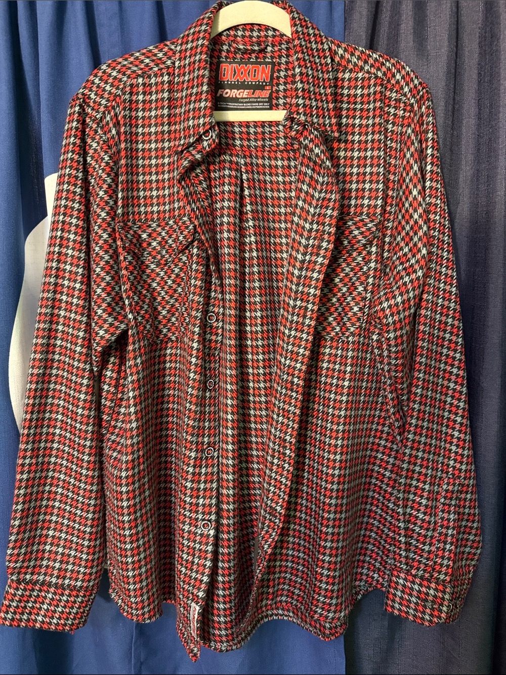 DIXXON Forgeline Forge Line Red, Black & Gray Houndstooth Flannel Shirt